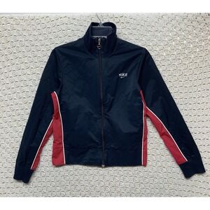 Nike Jacket Youth Size S  (4-6) Navy Blue Pink Accent Zip Windbreaker‎